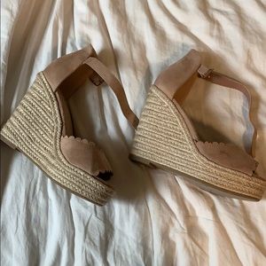 light pink/nude espadrille wedges